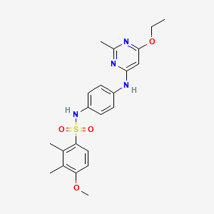 molecular formula C22H26N4O4S B3003334 N-(4-((6-ethoxy-2-methylpyrimidin-4-yl)amino)phenyl)-4-methoxy-2,3-dimethylbenzenesulfonamide CAS No. 946201-96-3