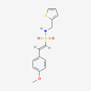 molecular formula C14H15NO3S2 B3003335 (E)-2-(4-methoxyphenyl)-N-(thiophen-2-ylmethyl)ethenesulfonamide CAS No. 339104-61-9