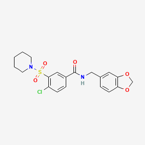 N-(1,3-benzodioxol-5-ylmethyl)-4-chloro-3-piperidin-1-ylsulfonylbenzamide