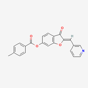 molecular formula C22H15NO4 B3003341 (Z)-3-oxo-2-(pyridin-3-ylmethylene)-2,3-dihydrobenzofuran-6-yl 4-methylbenzoate CAS No. 622362-77-0