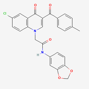 N-(benzo[d][1,3]dioxol-5-yl)-2-(6-chloro-3-(4-methylbenzoyl)-4-oxoquinolin-1(4H)-yl)acetamide