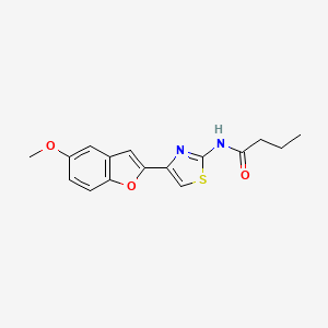 molecular formula C16H16N2O3S B3003346 N-(4-(5-甲氧基苯并呋喃-2-基)噻唑-2-基)丁酰胺 CAS No. 922106-97-6