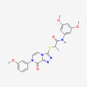 molecular formula C23H23N5O5S B3003348 N-(3,5-dimethoxyphenyl)-2-[[7-(3-methoxyphenyl)-8-oxo-[1,2,4]triazolo[4,3-a]pyrazin-3-yl]sulfanyl]propanamide CAS No. 1224010-75-6