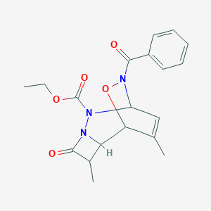 Ethyl 8-benzoyl-3,10-dimethyl-4-oxo-9-oxa-5,6,8-triazatricyclo[5.2.2.0~2,5~]undec-10-ene-6-carboxylate