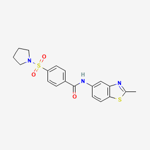 molecular formula C19H19N3O3S2 B3003359 N-(2-甲基苯并[d]噻唑-5-基)-4-(吡咯烷-1-基磺酰基)苯甲酰胺 CAS No. 325720-30-7