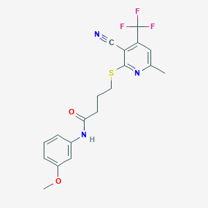 molecular formula C19H18F3N3O2S B3003362 4-((3-cyano-6-methyl-4-(trifluoromethyl)pyridin-2-yl)thio)-N-(3-methoxyphenyl)butanamide CAS No. 905784-85-2