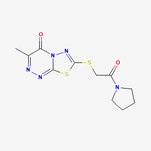 molecular formula C11H13N5O2S2 B3003373 3-Methyl-7-(2-oxo-2-pyrrolidin-1-ylethyl)sulfanyl-[1,3,4]thiadiazolo[2,3-c][1,2,4]triazin-4-one CAS No. 869073-64-3