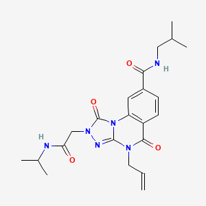molecular formula C22H28N6O4 B3003376 4-烯丙基-N-异丁基-2-(2-(异丙氨基)-2-氧代乙基)-1,5-二氧代-1,2,4,5-四氢-[1,2,4]三唑并[4,3-a]喹唑啉-8-甲酰胺 CAS No. 1189443-24-0