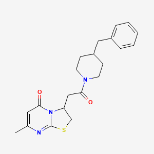 molecular formula C21H25N3O2S B3003377 3-(2-(4-benzylpiperidin-1-yl)-2-oxoethyl)-7-methyl-2H-thiazolo[3,2-a]pyrimidin-5(3H)-one CAS No. 946341-98-6