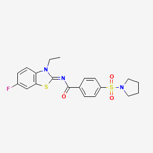 molecular formula C20H20FN3O3S2 B3003393 N-(3-ethyl-6-fluoro-1,3-benzothiazol-2-ylidene)-4-pyrrolidin-1-ylsulfonylbenzamide CAS No. 850910-18-8