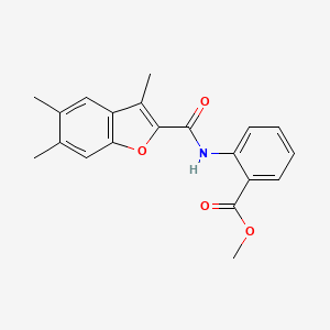 molecular formula C20H19NO4 B3003394 Methyl 2-(3,5,6-trimethylbenzofuran-2-carboxamido)benzoate CAS No. 622349-12-6