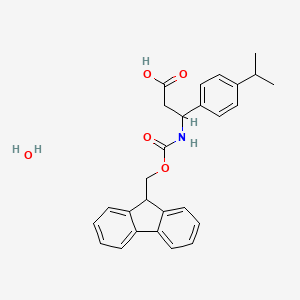 molecular formula C27H29NO5 B3003398 3-[{[(9H-芴-9-基甲氧基)羰基]氨基}-3-(4-异丙苯基)丙酸水合物 CAS No. 1049746-57-7