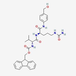 molecular formula C33H39N5O6 B3003405 9H-Fluoren-9-ylmethyl N-[(2R)-1-[[(2R)-5-(carbamoylamino)-1-[4-(hydroxymethyl)anilino]-1-oxopentan-2-yl]amino]-3-methyl-1-oxobutan-2-yl]carbamate CAS No. 1350456-69-7