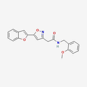 molecular formula C21H18N2O4 B3003407 2-(5-(benzofuran-2-yl)isoxazol-3-yl)-N-(2-methoxybenzyl)acetamide CAS No. 1105243-78-4