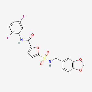 molecular formula C19H14F2N2O6S B3003408 5-(N-(benzo[d][1,3]dioxol-5-ylmethyl)sulfamoyl)-N-(2,5-difluorophenyl)furan-2-carboxamide CAS No. 1170916-96-7