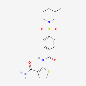 molecular formula C18H21N3O4S2 B3003411 2-(4-((3-Methylpiperidin-1-yl)sulfonyl)benzamido)thiophene-3-carboxamide CAS No. 888413-15-8