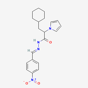 molecular formula C20H24N4O3 B3003412 3-cyclohexyl-N'-[(E)-(4-nitrophenyl)methylidene]-2-(1H-pyrrol-1-yl)propanohydrazide CAS No. 338963-28-3