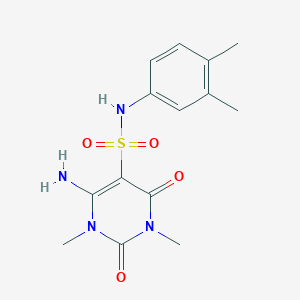 molecular formula C14H18N4O4S B3003416 4-amino-N-(3,4-dimethylphenyl)-1,3-dimethyl-2,6-dioxopyrimidine-5-sulfonamide CAS No. 869076-93-7