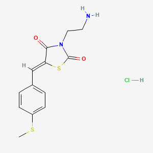 molecular formula C13H15ClN2O2S2 B3003421 (5Z)-3-(2-aminoethyl)-5-{[4-(methylsulfanyl)phenyl]methylidene}-1,3-thiazolidine-2,4-dione hydrochloride CAS No. 1807940-63-1