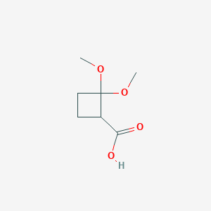 molecular formula C7H12O4 B3003429 2,2-Dimethoxycyclobutane-1-carboxylic acid CAS No. 1936675-61-4