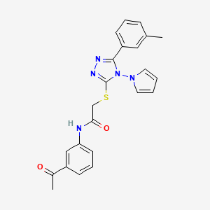 molecular formula C23H21N5O2S B3003432 N-(3-acetylphenyl)-2-{[5-(3-methylphenyl)-4-(1H-pyrrol-1-yl)-4H-1,2,4-triazol-3-yl]sulfanyl}acetamide CAS No. 886925-42-4