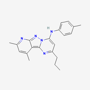 molecular formula C21H23N5 B3003433 8,10-dimethyl-N-(4-methylphenyl)-2-propylpyrido[2',3':3,4]pyrazolo[1,5-a]pyrimidin-4-amine CAS No. 890623-09-3