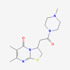 molecular formula C15H22N4O2S B3003445 6,7-dimethyl-3-(2-(4-methylpiperazin-1-yl)-2-oxoethyl)-2H-thiazolo[3,2-a]pyrimidin-5(3H)-one CAS No. 953016-94-9