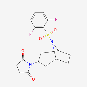 molecular formula C17H18F2N2O4S B3003447 1-((1R,5S)-8-((2,6-difluorophenyl)sulfonyl)-8-azabicyclo[3.2.1]octan-3-yl)pyrrolidine-2,5-dione CAS No. 1904074-28-7