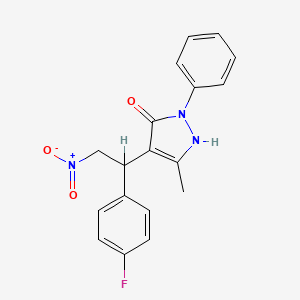 molecular formula C18H16FN3O3 B3003450 4-[1-(4-fluorophenyl)-2-nitroethyl]-5-methyl-2-phenyl-1H-pyrazol-3-one CAS No. 1007186-19-7