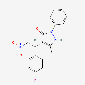 molecular formula C18H16FN3O3 B3003450 4-[1-(4-氟苯基)-2-硝基乙基]-5-甲基-2-苯基-1H-吡唑-3-酮 CAS No. 1007186-19-7