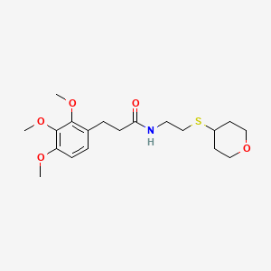 molecular formula C19H29NO5S B3003454 N-(2-((tetrahydro-2H-pyran-4-yl)thio)ethyl)-3-(2,3,4-trimethoxyphenyl)propanamide CAS No. 2034446-88-1