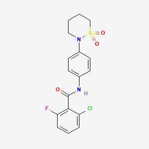 molecular formula C17H16ClFN2O3S B3003465 2-chloro-N-[4-(1,1-dioxothiazinan-2-yl)phenyl]-6-fluorobenzamide CAS No. 899975-99-6