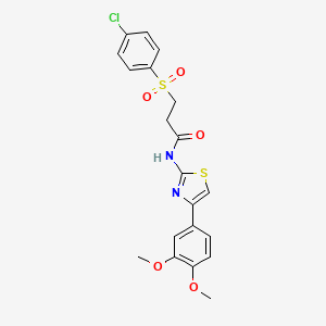 molecular formula C20H19ClN2O5S2 B3003468 3-((4-chlorophenyl)sulfonyl)-N-(4-(3,4-dimethoxyphenyl)thiazol-2-yl)propanamide CAS No. 895457-59-7