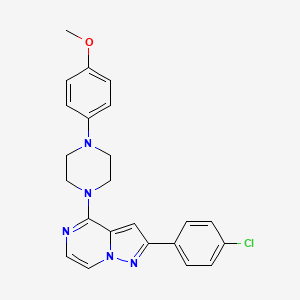 molecular formula C23H22ClN5O B3003475 2-(4-Chlorophenyl)-4-[4-(4-methoxyphenyl)piperazin-1-yl]pyrazolo[1,5-a]pyrazine CAS No. 1111417-76-5