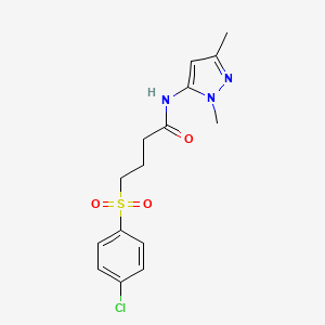 molecular formula C15H18ClN3O3S B3003476 4-((4-chlorophenyl)sulfonyl)-N-(1,3-dimethyl-1H-pyrazol-5-yl)butanamide CAS No. 1173050-84-4