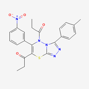 1-[3-(4-methylphenyl)-6-(3-nitrophenyl)-5-propionyl-5H-[1,2,4]triazolo[3,4-b][1,3,4]thiadiazin-7-yl]propan-1-one