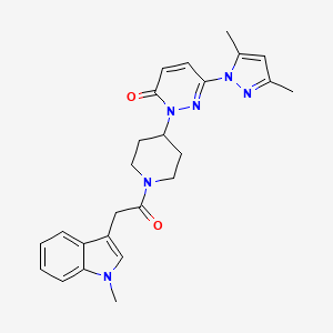 molecular formula C25H28N6O2 B3003490 6-(3,5-Dimethylpyrazol-1-yl)-2-[1-[2-(1-methylindol-3-yl)acetyl]piperidin-4-yl]pyridazin-3-one CAS No. 2379975-08-1