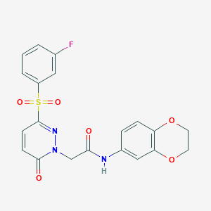 N-(2,3-dihydro-1,4-benzodioxin-6-yl)-2-[3-[(3-fluorophenyl)sulfonyl]-6-oxo-1(6H)-pyridazinyl]acetamide