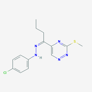 molecular formula C14H16ClN5S B300350 1-[3-(Methylsulfanyl)-1,2,4-triazin-5-yl]-1-butanone (4-chlorophenyl)hydrazone 