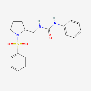 molecular formula C18H21N3O3S B3003501 1-Phenyl-3-((1-(phenylsulfonyl)pyrrolidin-2-yl)methyl)urea CAS No. 896264-54-3