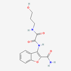 molecular formula C14H15N3O5 B3003503 N1-(2-carbamoylbenzofuran-3-yl)-N2-(3-hydroxypropyl)oxalamide CAS No. 899754-92-8