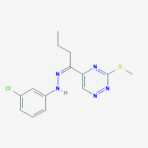 molecular formula C14H16ClN5S B300351 1-[3-(Methylsulfanyl)-1,2,4-triazin-5-yl]-1-butanone (3-chlorophenyl)hydrazone 