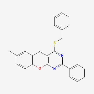 molecular formula C25H20N2OS B3003517 4-(benzylthio)-7-methyl-2-phenyl-5H-chromeno[2,3-d]pyrimidine CAS No. 872208-73-6