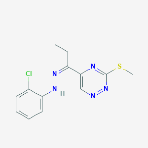 molecular formula C14H16ClN5S B300352 1-[3-(Methylsulfanyl)-1,2,4-triazin-5-yl]-1-butanone (2-chlorophenyl)hydrazone 