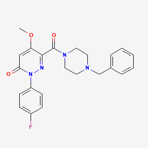 molecular formula C23H23FN4O3 B3003526 6-(4-苄基哌嗪-1-羰基)-2-(4-氟苯基)-5-甲氧基嘧啶-3-酮 CAS No. 942005-24-5