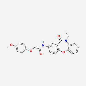 molecular formula C24H22N2O5 B3003537 N-(10-ethyl-11-oxo-10,11-dihydrodibenzo[b,f][1,4]oxazepin-2-yl)-2-(4-methoxyphenoxy)acetamide CAS No. 922082-28-8