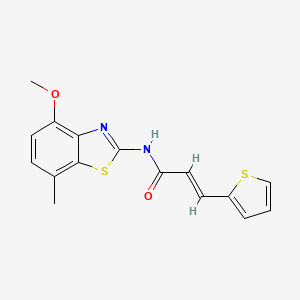 molecular formula C16H14N2O2S2 B3003548 (E)-N-(4-methoxy-7-methylbenzo[d]thiazol-2-yl)-3-(thiophen-2-yl)acrylamide CAS No. 862807-59-8