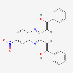 molecular formula C24H17N3O4 B3003553 (2Z)-2-[(3Z)-6-nitro-3-phenacylidene-1,4-dihydroquinoxalin-2-ylidene]-1-phenyl-ethanone CAS No. 150012-79-6