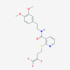 molecular formula C20H21F3N2O3S B3003555 N-(3,4-dimethoxyphenethyl)-2-[(3,4,4-trifluoro-3-butenyl)sulfanyl]nicotinamide CAS No. 478247-66-4
