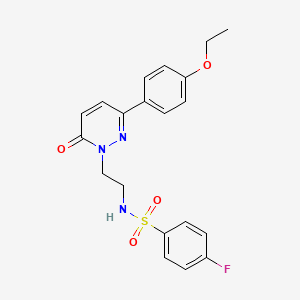 molecular formula C20H20FN3O4S B3003556 N-(2-(3-(4-ethoxyphenyl)-6-oxopyridazin-1(6H)-yl)ethyl)-4-fluorobenzenesulfonamide CAS No. 921833-20-7